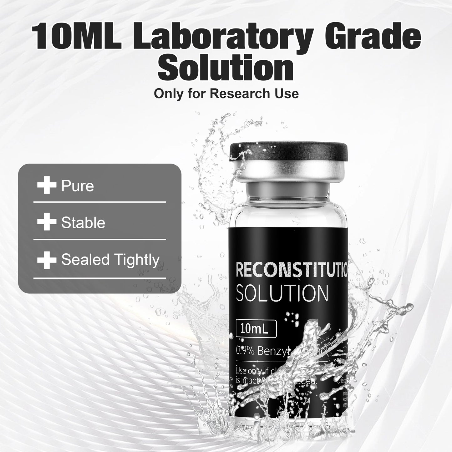 Reconstitution Solution | Bacteriostatic Water -  0.9% Benzyl Alcohol | 3-Pack 10ml Each Vial - Clear Glass | Third-Party Tested