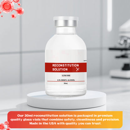 Reconstitution Solution | Bacteriostatic Water - 0.9% Benzyl Alcohol | 30ml Each Vial - Clear Glass | Third-Party Tested