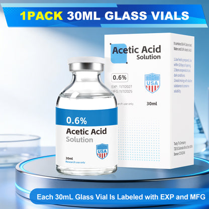 Acetic Acid Solution | 30ml Each Vial - Clear Glass | Third-Party Tested