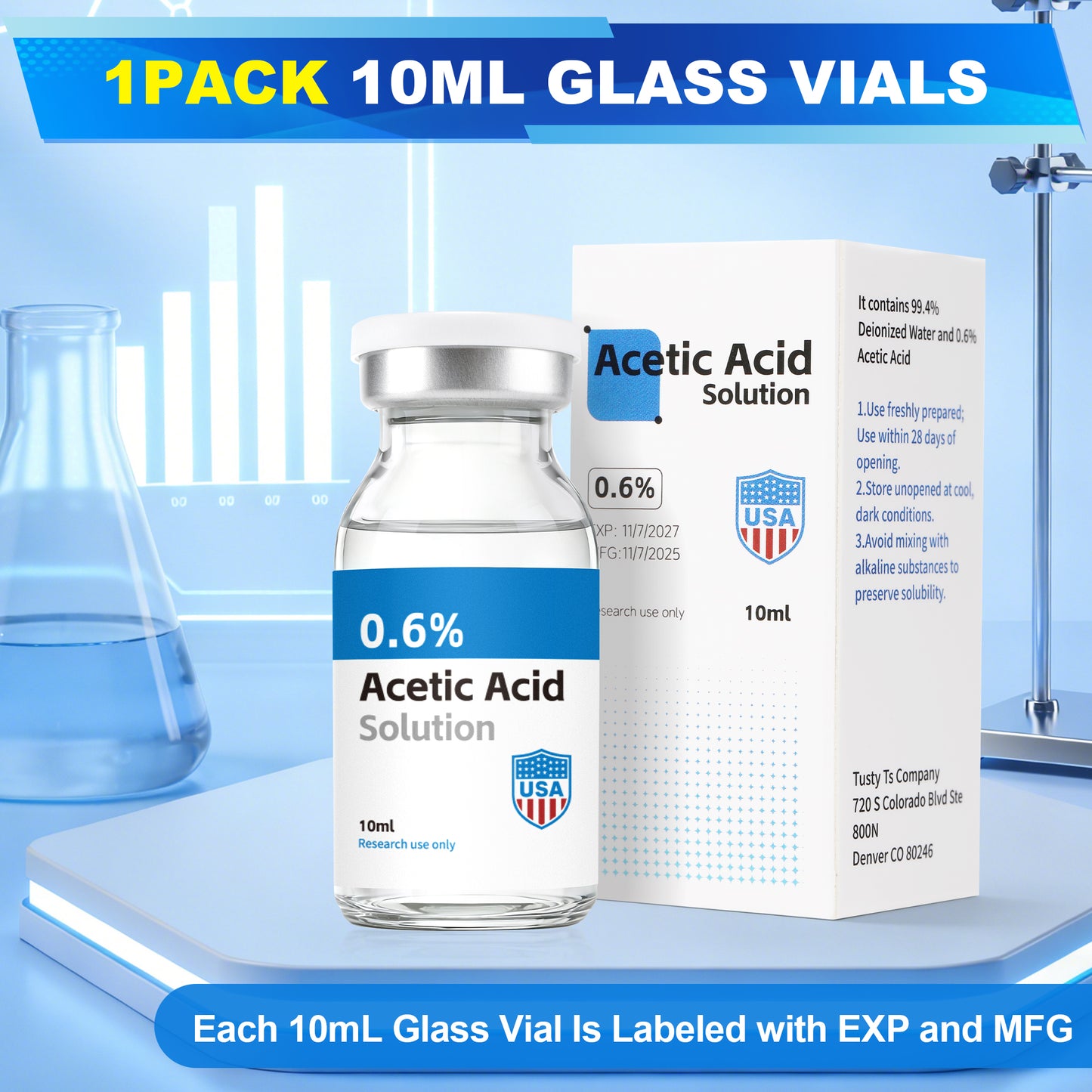 Reconstitution Solution | Bacteriostatic Water - 0.9% Benzyl Alcohol | 10ml Each Vial - Clear Glass | Third-Party Tested