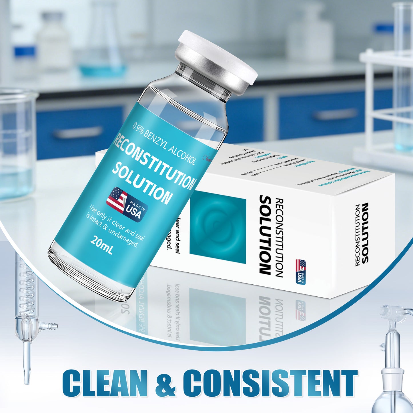 Reconstitution Solution | Bacteriostatic Water - 0.9% Benzyl Alcohol | 1-Pack 20ml Each Vial - Clear Glass | Third-Party Tested
