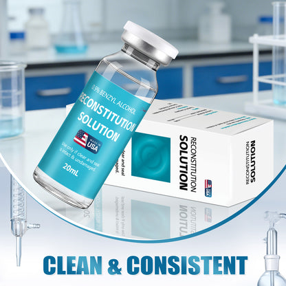 Reconstitution Solution | Bacteriostatic Water - 0.9% Benzyl Alcohol | 1-Pack 20ml Each Vial - Clear Glass | Third-Party Tested