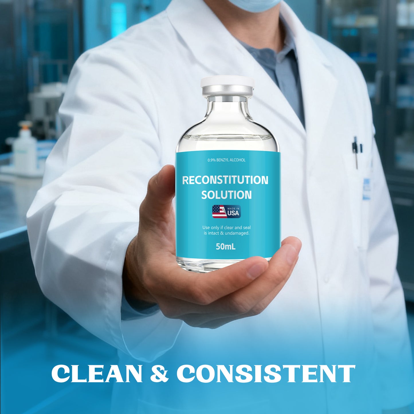 Reconstitution Solution | Bacteriostatic Water - 0.9% Benzyl Alcohol | 1-Pack 50ml Each Vial - Clear Glass | Third-Party Tested