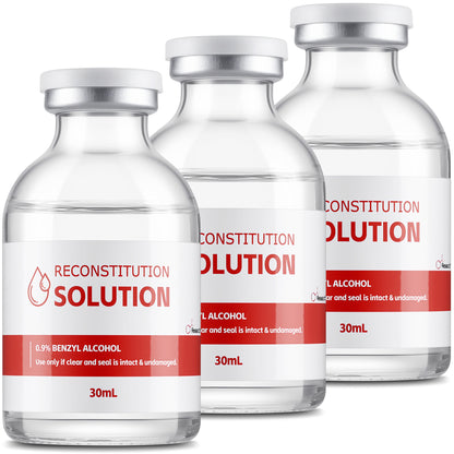 Reconstitution Solution | Bacteriostatic Water - 0.9% Benzyl Alcohol | 3-Pack 30ml Each Vial - Clear Glass | Third-Party Tested