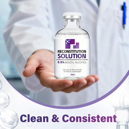 Reconstitution Solution | Bacteriostatic Water - 0.9% Benzyl Alcohol | 2-Pack 50ml Each Vial - Clear Glass | Third-Party Tested