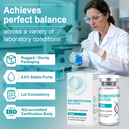Reconstitution Solution | Bacteriostatic Water - 0.9% Benzyl Alcohol | 10ml Each Vial - Clear Glass | Third-Party Tested