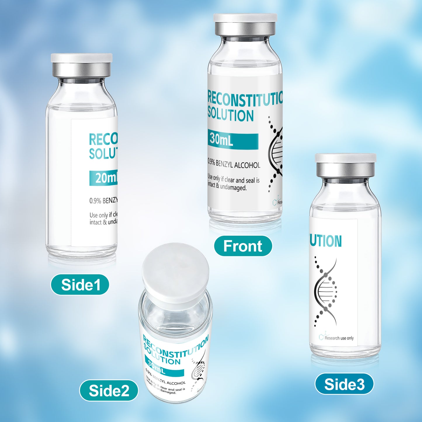Reconstitution Solution | Bacteriostatic Water - 0.9% Benzyl Alcohol | 30ml Each Vial - Clear Glass | Third-Party Tested