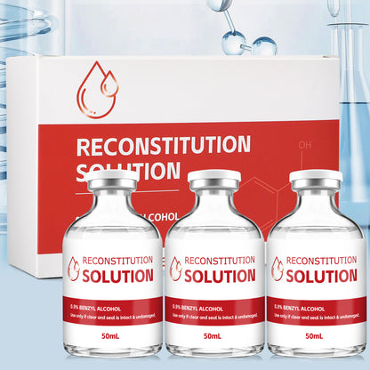 Reconstitution Solution | Bacteriostatic Water - 0.9% Benzyl Alcohol | 3-Pack 50ml Each Vial - Clear Glass | Third-Party Tested