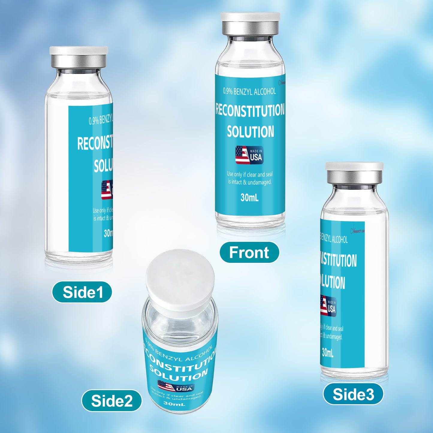 Reconstitution Solution | Bacteriostatic Water - 0.9% Benzyl Alcohol | 2-Pack 30ml Each Vial - Clear Glass | Third-Party Tested
