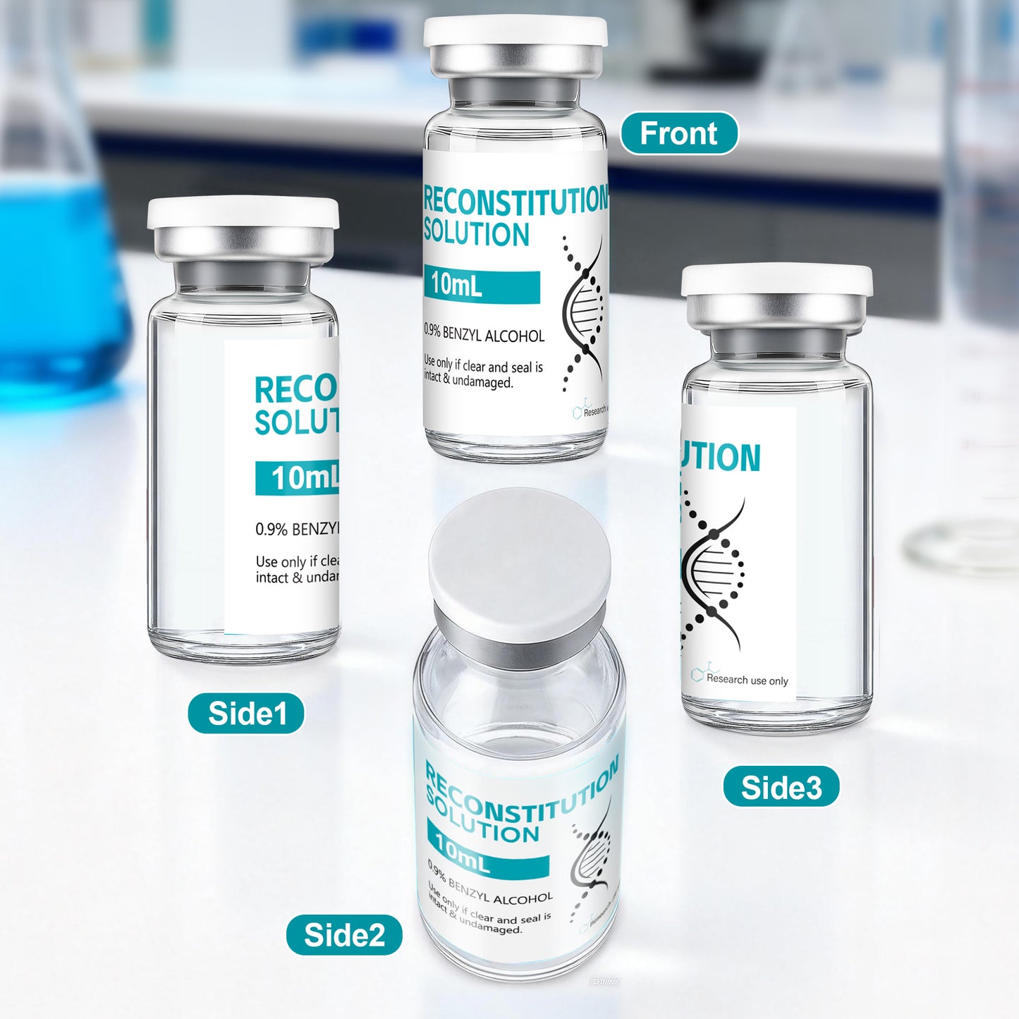 Reconstitution Solution | Bacteriostatic Water - 0.9% Benzyl Alcohol | 3-Pack 10ml Each Vial - Clear Glass | Third-Party Tested