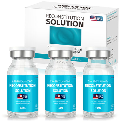 Reconstitution Solution | Bacteriostatic Water - 0.9% Benzyl Alcohol | 3-Pack 10ml Each Vial - Clear Glass | Third-Party Tested