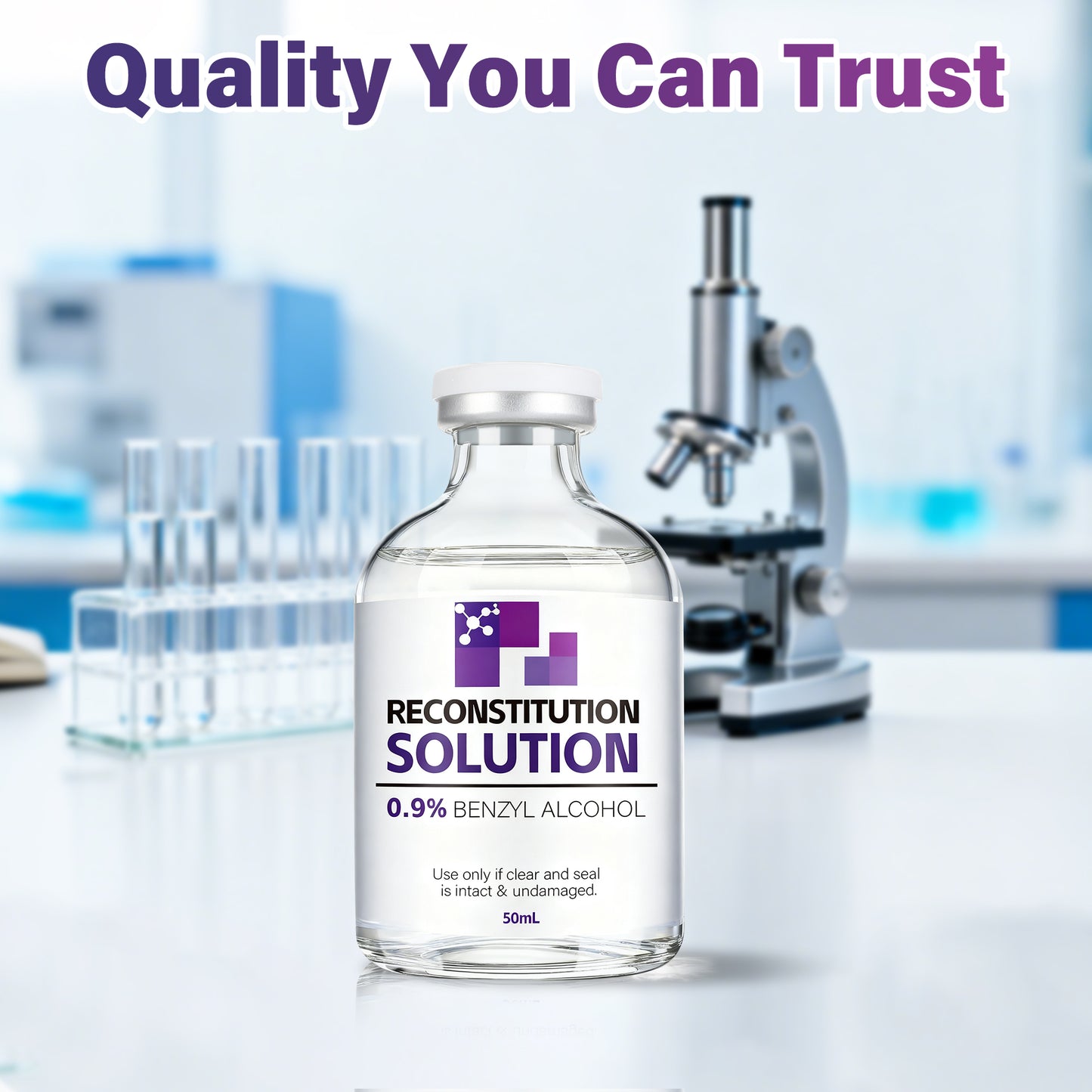 Reconstitution Solution | Bacteriostatic Water - 0.9% Benzyl Alcohol | 1-Pack 50ml Each Vial - Clear Glass | Third-Party Tested