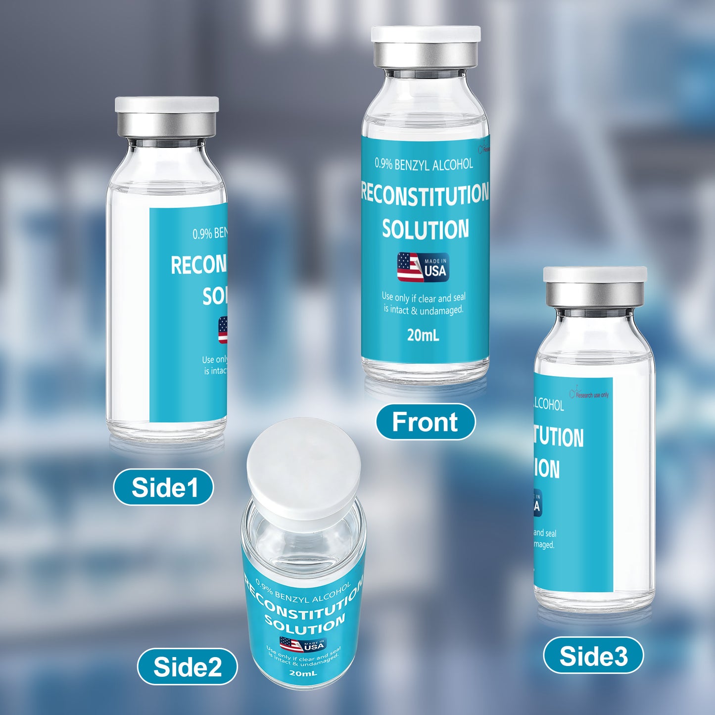 Reconstitution Solution | Bacteriostatic Water - 0.9% Benzyl Alcohol | 3-Pack 20ml Each Vial - Clear Glass | Third-Party Tested