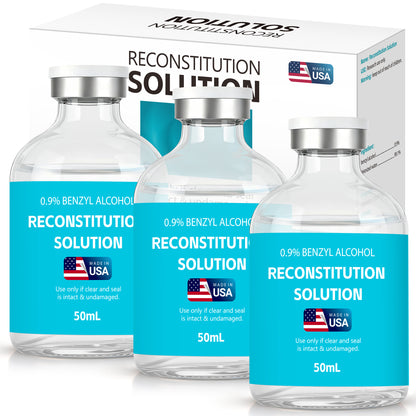 Reconstitution Solution | Bacteriostatic Water - 0.9% Benzyl Alcohol | 3-Pack 50ml Each Vial - Clear Glass | Third-Party Tested