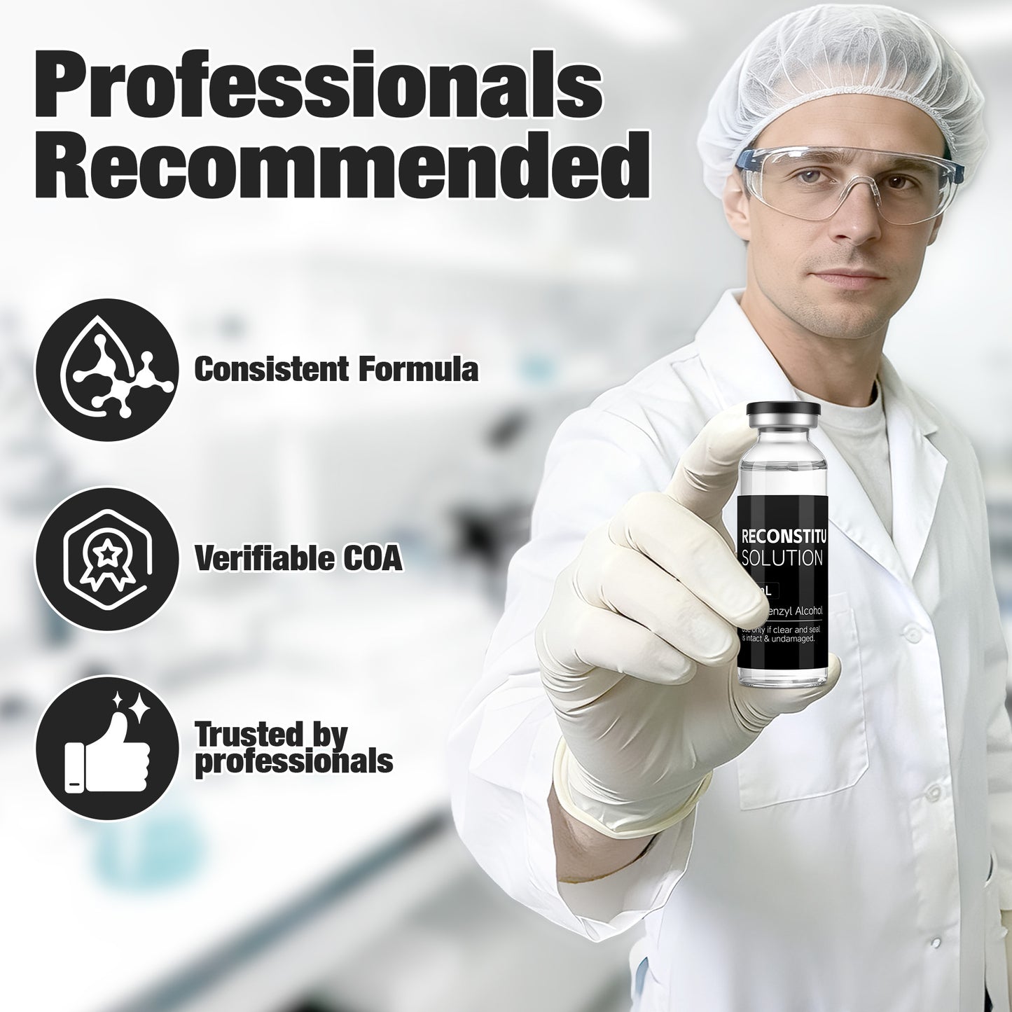 Reconstitution Solution | Bacteriostatic Water - 0.9% Benzyl Alcohol | 3-Pack 30ml Each Vial - Clear Glass | Third-Party Tested