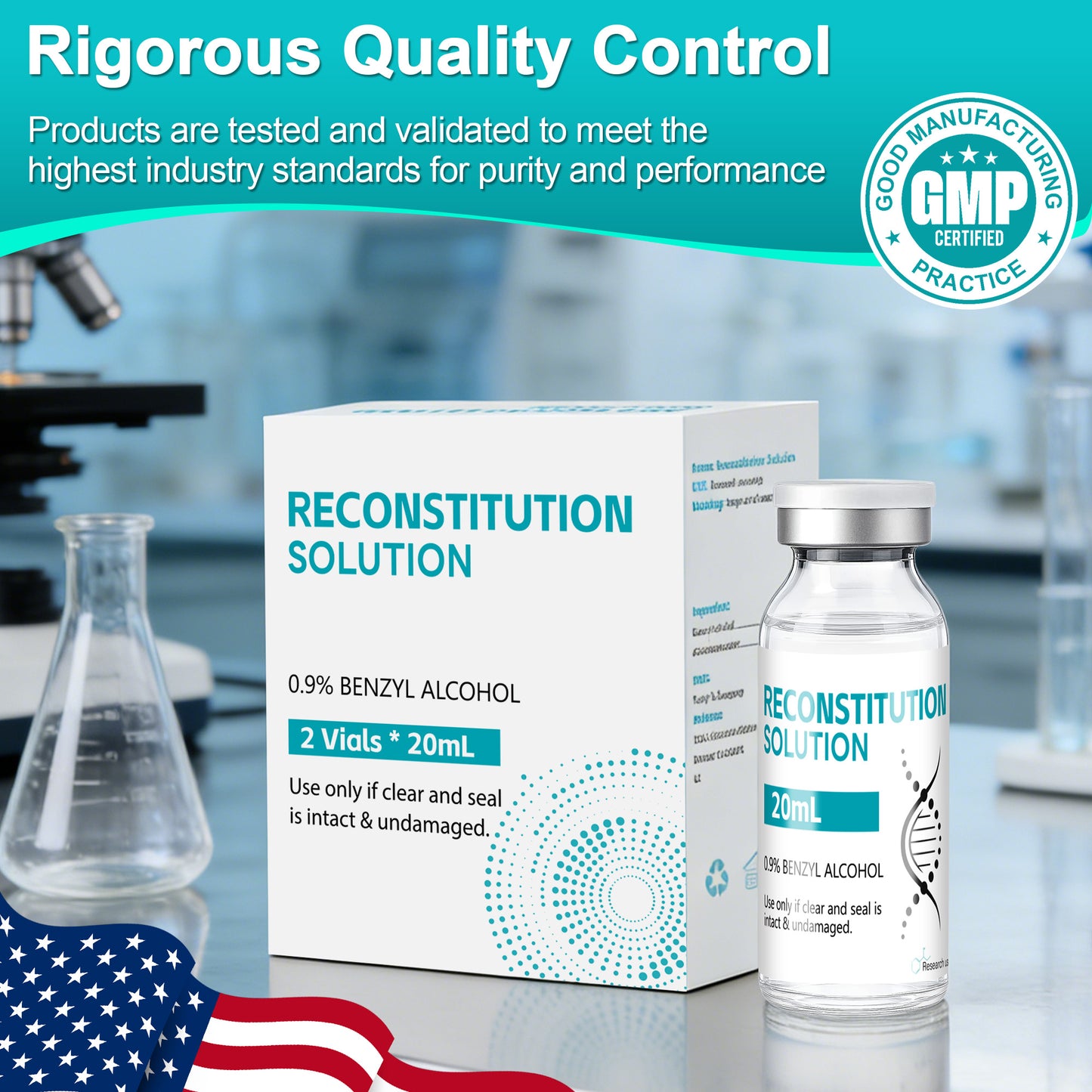 Reconstitution Solution | Bacteriostatic Water - 0.9% Benzyl Alcohol | 20ml Each Vial - Clear Glass | Third-Party Tested