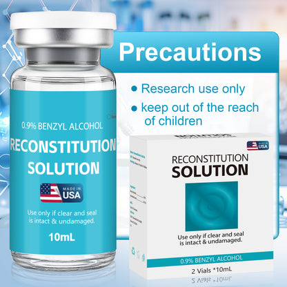 Reconstitution Solution | Bacteriostatic Water - 0.9% Benzyl Alcohol | 2-Pack 10ml Each Vial - Clear Glass | Third-Party Tested
