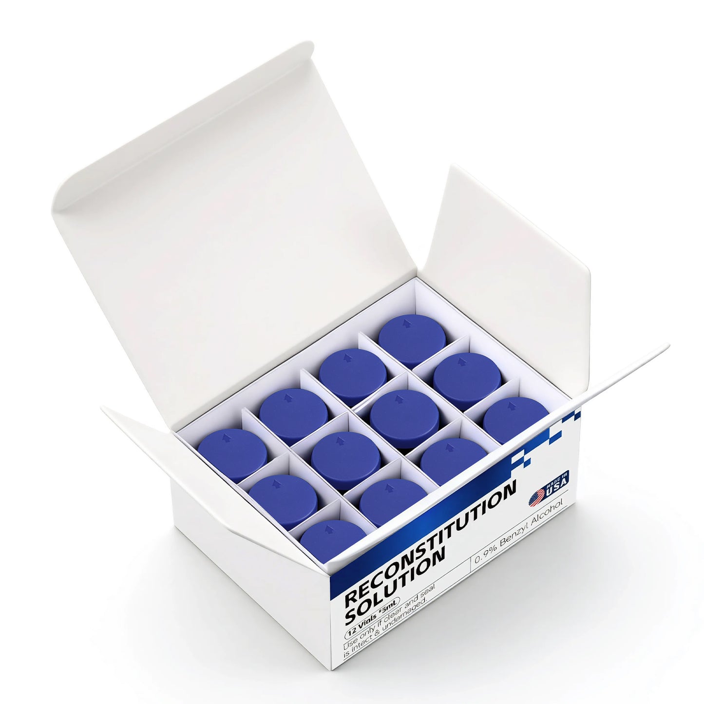 Reconstitution Solution | Bacteriostatic Water - 0.9% Benzyl Alcohol | 12-Pack 5ml Each Vial - Clear Glass | Third-Party Tested