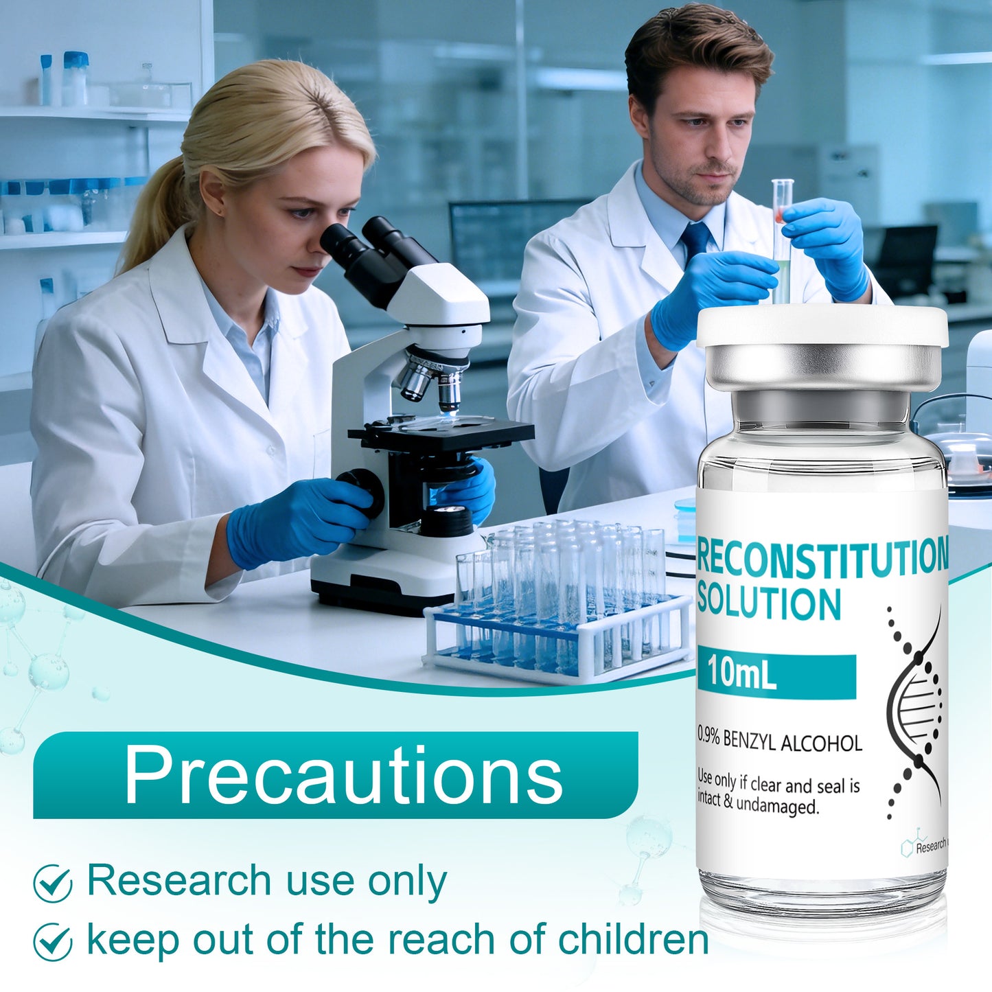 Reconstitution Solution | Bacteriostatic Water - 0.9% Benzyl Alcohol | 3-Pack 10ml Each Vial - Clear Glass | Third-Party Tested