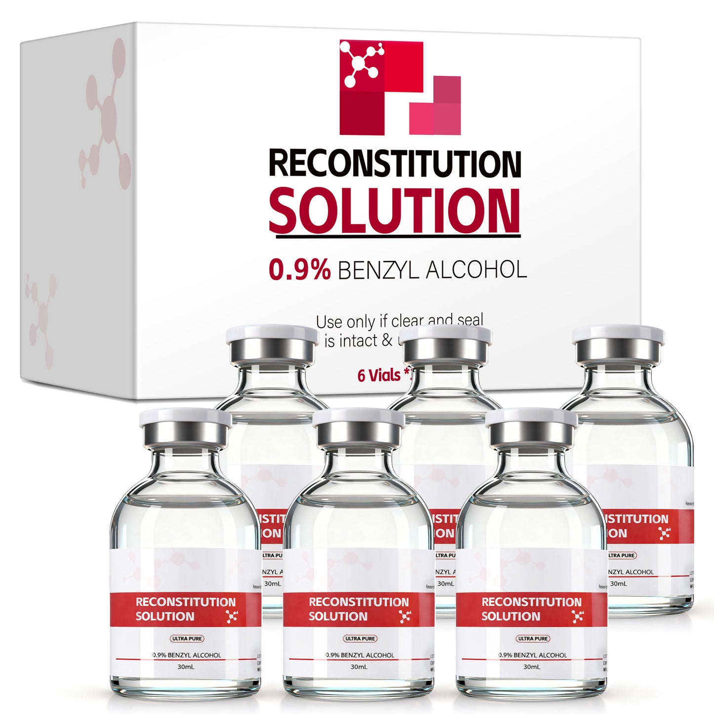 Reconstitution Solution | Bacteriostatic Water - 0.9% Benzyl Alcohol | 30ml Each Vial - Clear Glass | Third-Party Tested