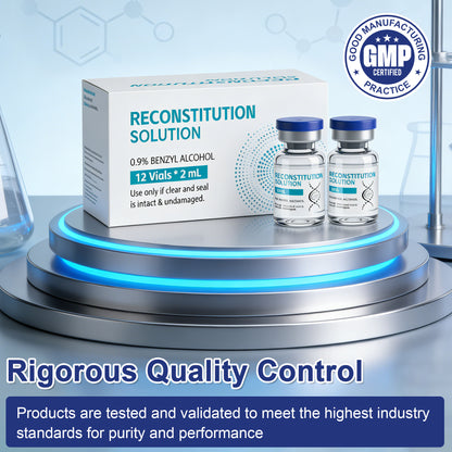 Reconstitution Solution | Bacteriostatic Water - 0.9% Benzyl Alcohol | 12-Pack 2ml Each Vial - Clear Glass | Third-Party Tested