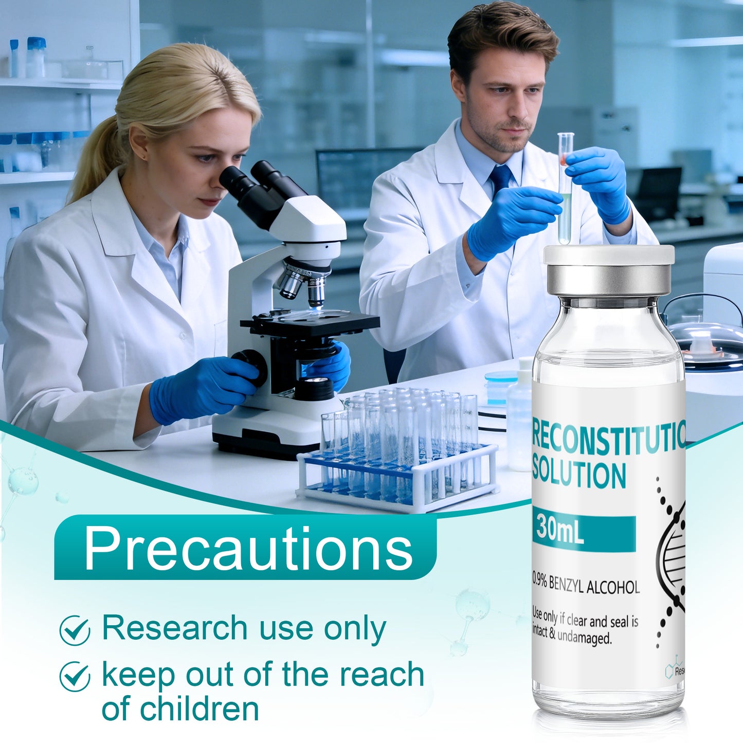 Reconstitution Solution | Bacteriostatic Water - 0.9% Benzyl Alcohol | 30ml Each Vial - Clear Glass | Third-Party Tested