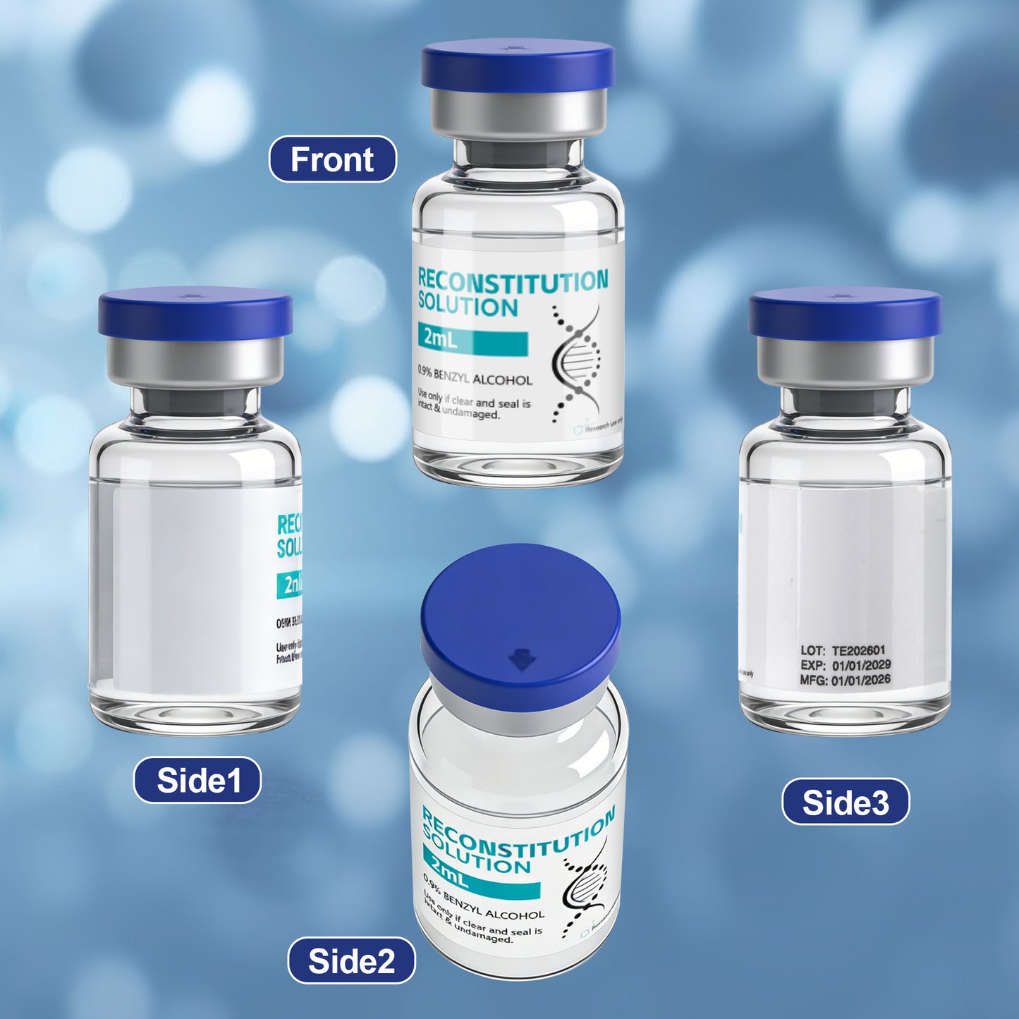 Reconstitution Solution | Bacteriostatic Water - 0.9% Benzyl Alcohol | 12-Pack 2ml Each Vial - Clear Glass | Third-Party Tested