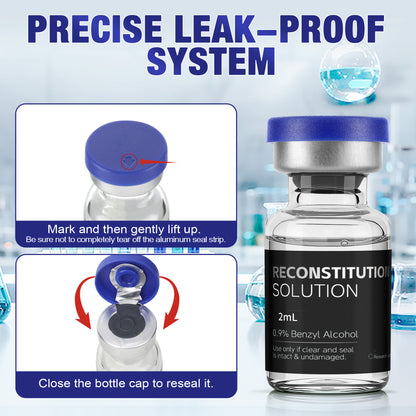 Reconstitution Solution | Bacteriostatic Water - 0.9% Benzyl Alcohol | 12-Pack 2ml Each Vial - Clear Glass | Third-Party Tested