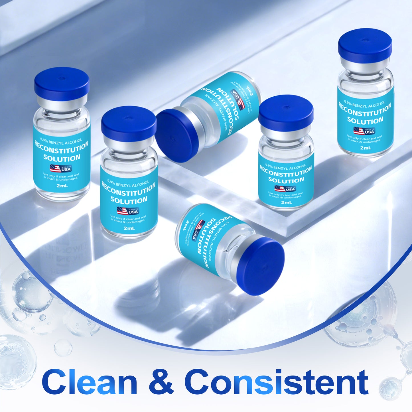 Reconstitution Solution | Bacteriostatic Water - 0.9% Benzyl Alcohol | 12-Pack 2ml Each Vial - Clear Glass | Third-Party Tested