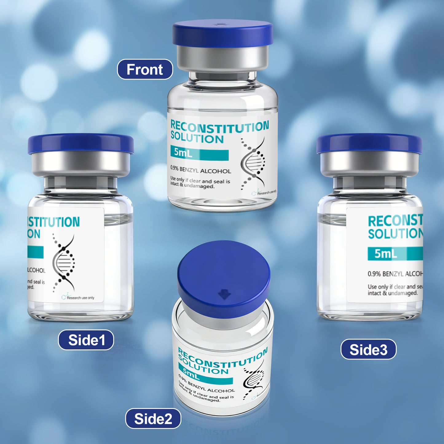 Reconstitution Solution | Bacteriostatic Water - 0.9% Benzyl Alcohol | 12-Pack 5ml Each Vial - Clear Glass | Third-Party Tested