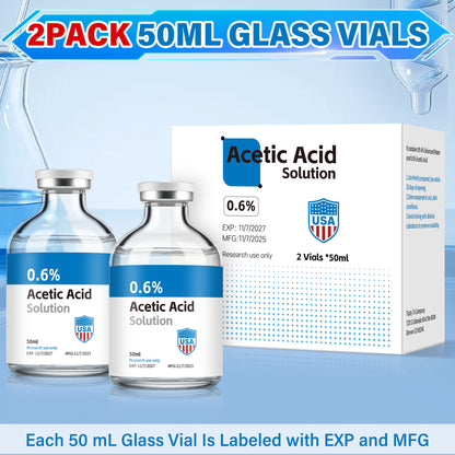 Acetic Acid Solution | 50ml Each Vial - Clear Glass | Third-Party Tested
