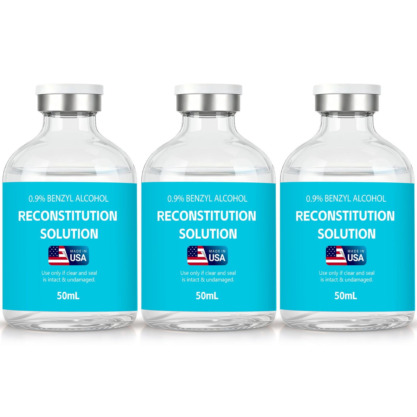 Reconstitution Solution | Bacteriostatic Water - 0.9% Benzyl Alcohol | 3-Pack 50ml Each Vial - Clear Glass | Third-Party Tested