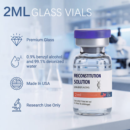 Reconstitution Solution | Bacteriostatic Water - 0.9% Benzyl Alcohol | 12-Pack 2ml Each Vial - Clear Glass | Third-Party Tested