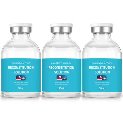 Reconstitution Solution | Bacteriostatic Water - 0.9% Benzyl Alcohol | 3-Pack 30ml Each Vial - Clear Glass | Third-Party Tested