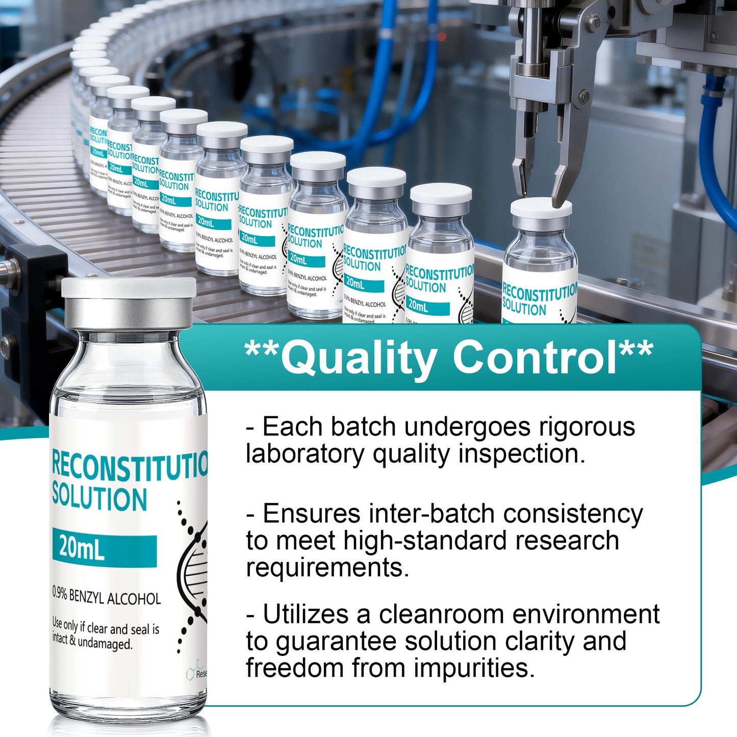Reconstitution Solution | Bacteriostatic Water - 0.9% Benzyl Alcohol | 20ml Each Vial - Clear Glass | Third-Party Tested