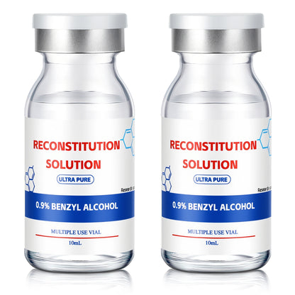 Reconstitution Solution | Bacteriostatic Water - 0.9% Benzyl Alcohol | 2-Pack 10ml Each Vial - Clear Glass | Third-Party Tested