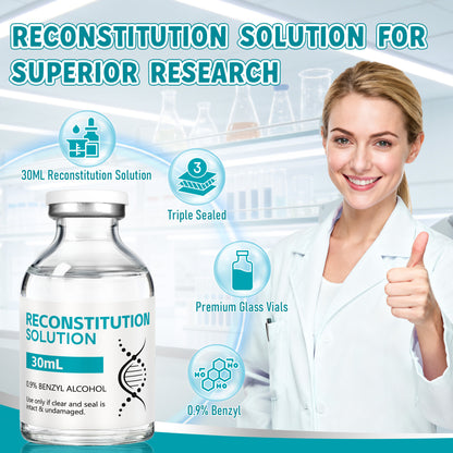 Reconstitution Solution | Bacteriostatic Water - 0.9% Benzyl Alcohol | 2-Pack 30ml Each Vial - Clear Glass | Third-Party Tested