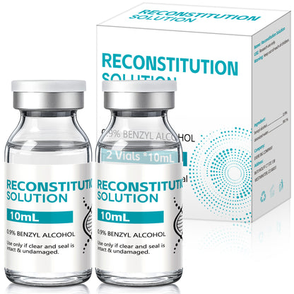 Reconstitution Solution | Bacteriostatic Water - 0.9% Benzyl Alcohol | 2-Pack 10ml Each Vial - Clear Glass | Third-Party Tested