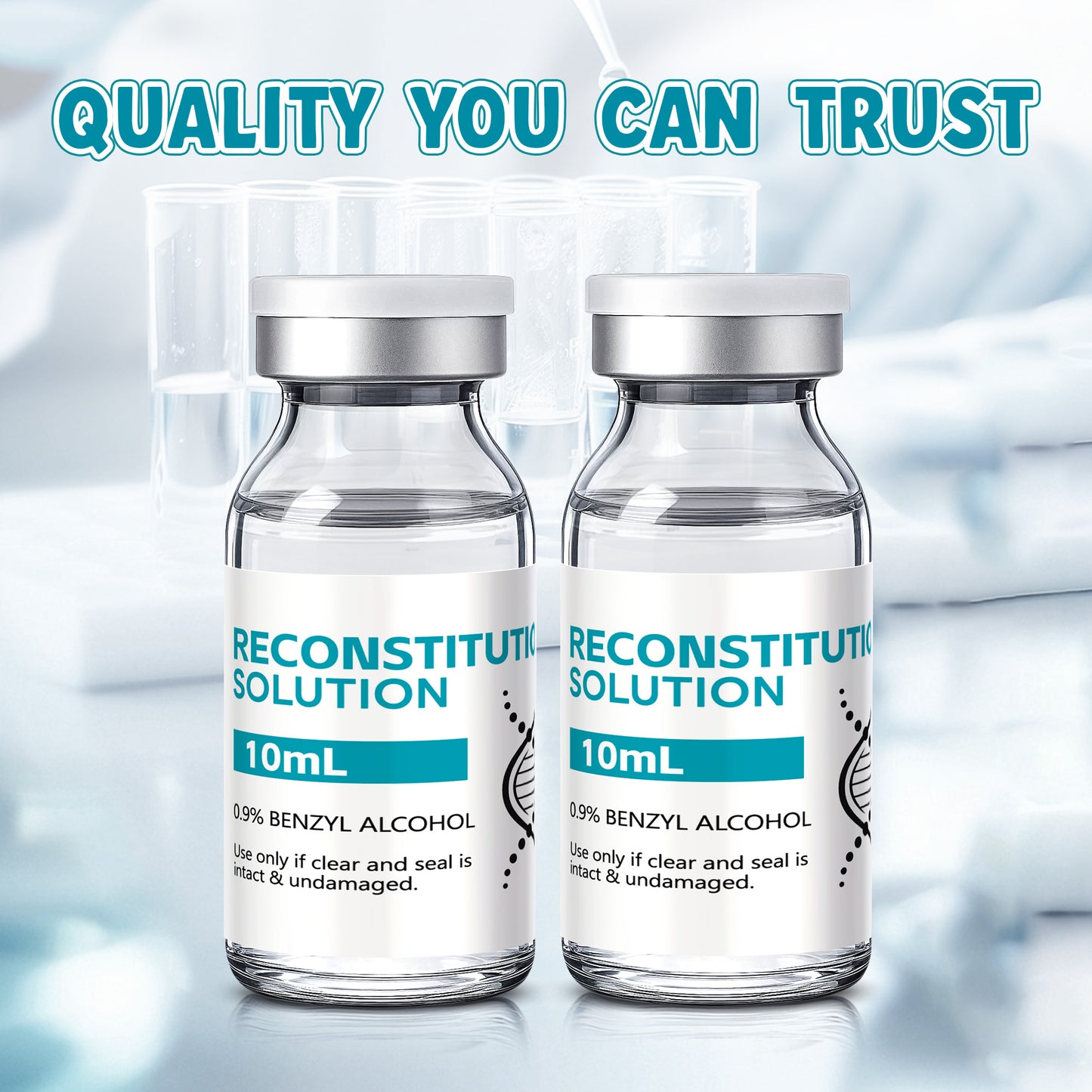 Reconstitution Solution | Bacteriostatic Water - 0.9% Benzyl Alcohol | 2-Pack 10ml Each Vial - Clear Glass | Third-Party Tested