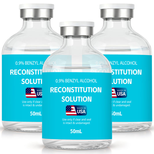 Reconstitution Solution | Bacteriostatic Water - 0.9% Benzyl Alcohol | 3-Pack 50ml Each Vial - Clear Glass | Third-Party Tested