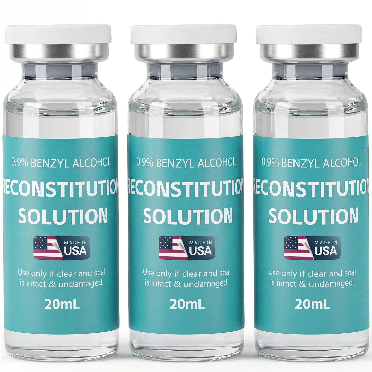 Reconstitution Solution | Bacteriostatic Water - 0.9% Benzyl Alcohol | 3-Pack 20ml Each Vial - Clear Glass | Third-Party Tested