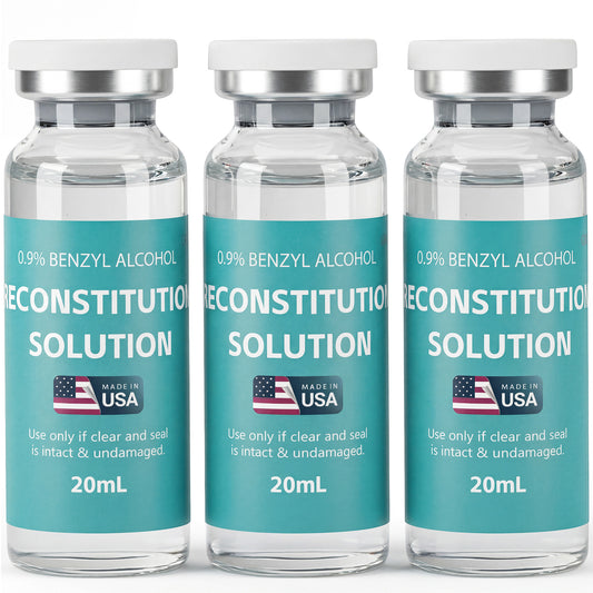 Reconstitution Solution | Bacteriostatic Water - 0.9% Benzyl Alcohol | 3-Pack 20ml Each Vial - Clear Glass | Third-Party Tested